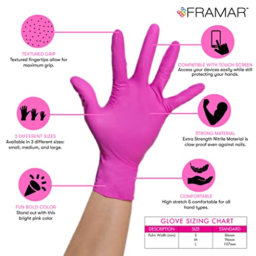 Framar Pink Gloves Disposable Latex Free Large – Nitrile Gloves Large, Cookin...