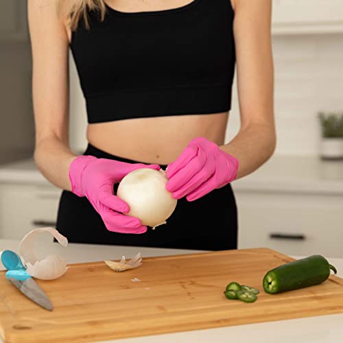 Framar Pink Gloves Disposable Latex Free Large – Nitrile Gloves Large, Cookin...