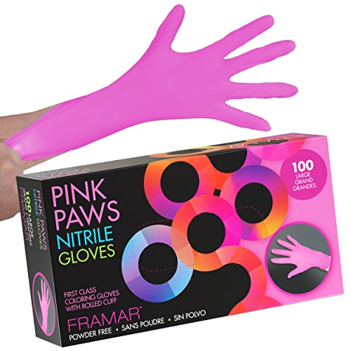 Framar Pink Gloves Disposable Latex Free Large – Nitrile Gloves Large, Cookin...