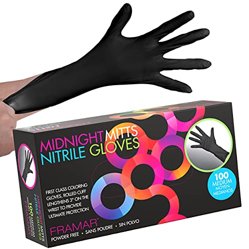 Framar Powder Free Nitrile Gloves – 12 INCH Black Gloves Disposable Latex Fre...