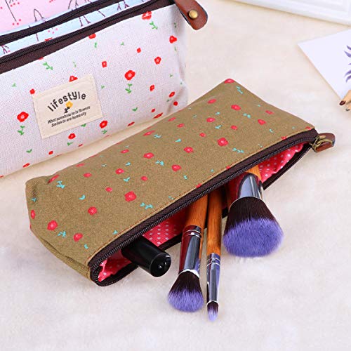 Frcolor 4pcs Compact Purse Pouch Bag Floral Makeup Bag Pencil Case Cosmetic B...