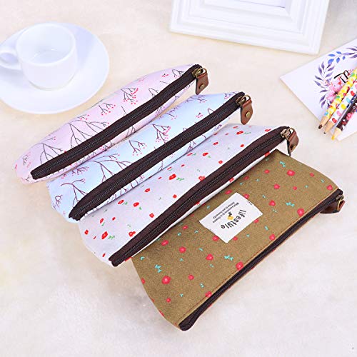 Frcolor 4pcs Compact Purse Pouch Bag Floral Makeup Bag Pencil Case Cosmetic B...