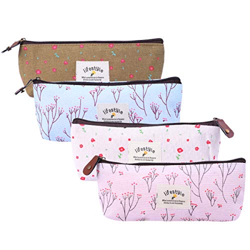 Frcolor 4pcs Compact Purse Pouch Bag Floral Makeup Bag Pencil Case Cosmetic B...