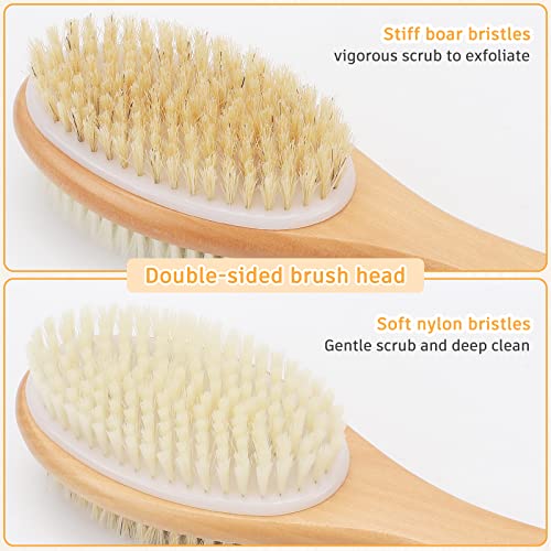 FREATECH Dual-Sided Bath Shower Brush Back Scrubber Body Exfoliator - 17.3" L...