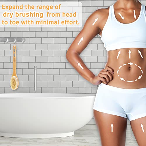 FREATECH Dual-Sided Bath Shower Brush Back Scrubber Body Exfoliator - 17.3" L...