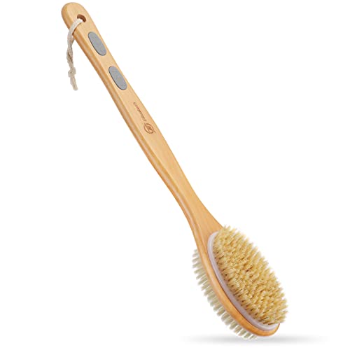 FREATECH Dual-Sided Bath Shower Brush Back Scrubber Body Exfoliator - 17.3" L...