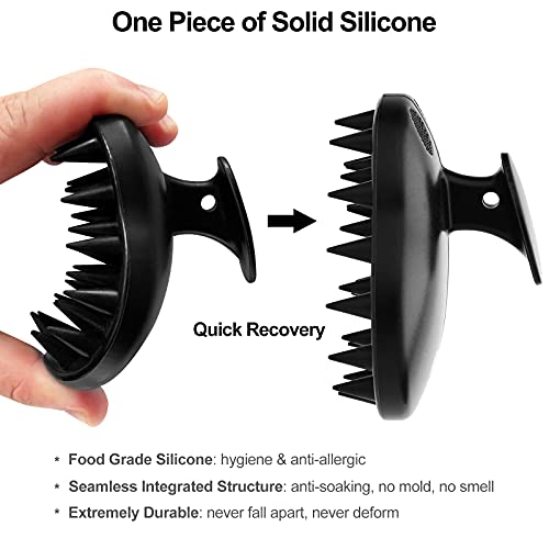 FREATECH Hair Scalp Massager Shampoo Brush (One Piece of Solid Silicone), Fin...