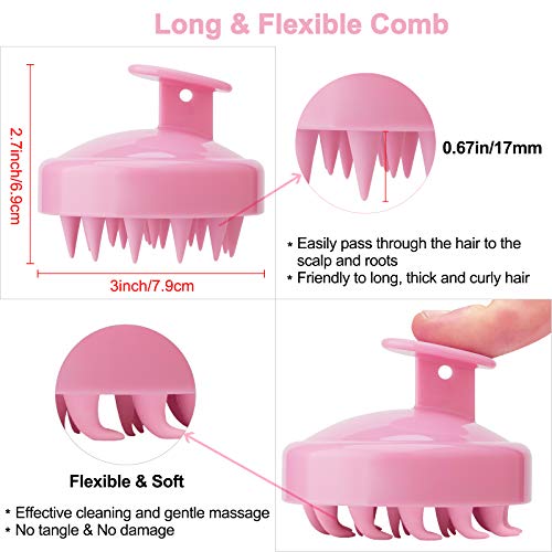 FREATECH Scalp Massager Shampoo Brush with Long & Flexible Silicone Bristles ...