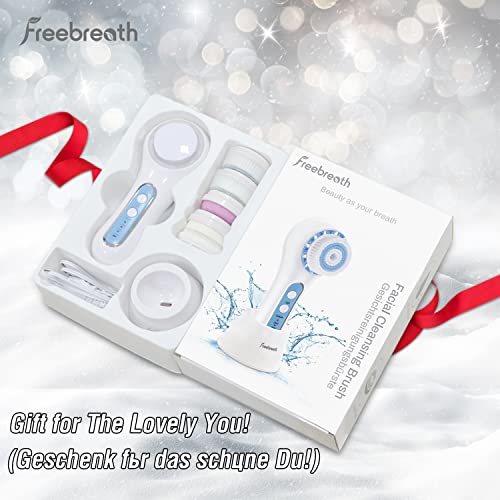 FreeBreath Facial Cleansing Brush, IPX7 Waterproof Face Scrubber with 3 Speed...
