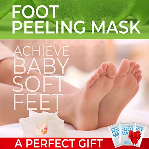 Foot Peel Mask (3 Pack), Foot Mask with Aloe Vera, Exfoliating Baby Foot Peel...