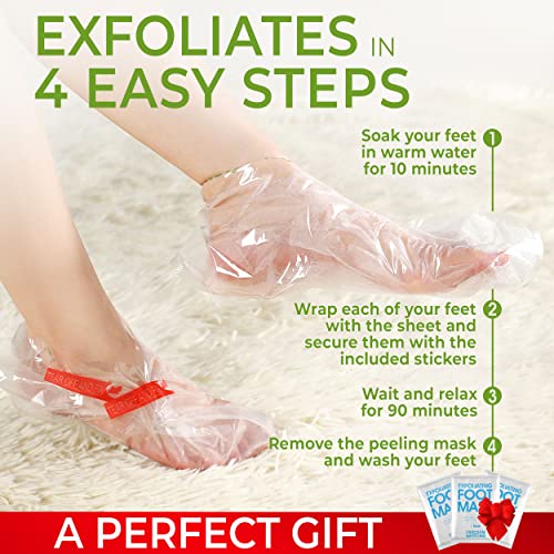 Foot Peel Mask (3 Pack), Foot Mask with Aloe Vera, Exfoliating Baby Foot Peel...