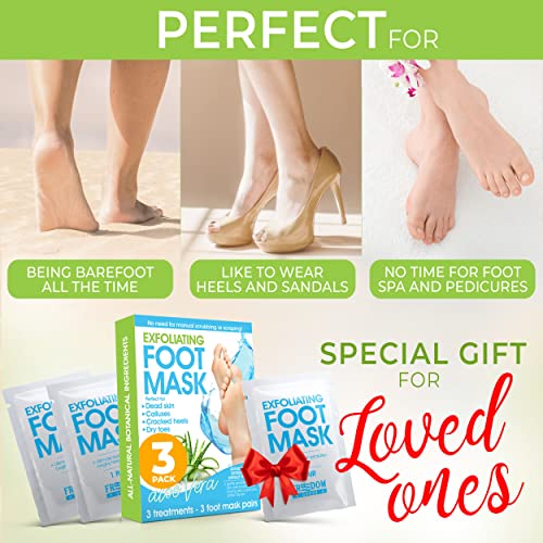 Foot Peel Mask (3 Pack), Foot Mask with Aloe Vera, Exfoliating Baby Foot Peel...