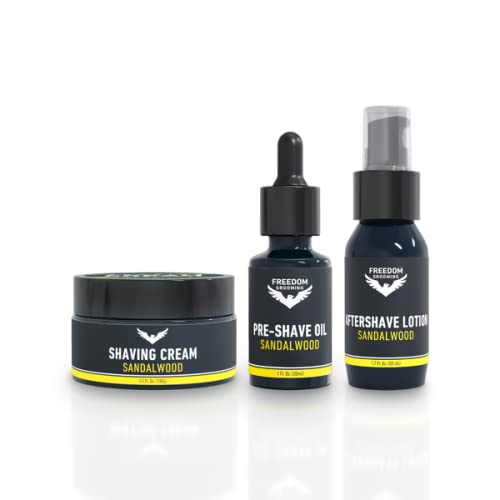 The Shave Essentials Skin Care Kit - FREEDOM GROOMING - Sandalwood Pre-Shave ...