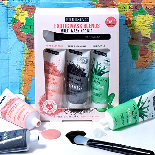 Freeman Face Mask Exotic Blends Variety Pack, Pore Cleansing Clay and Charcoa...
