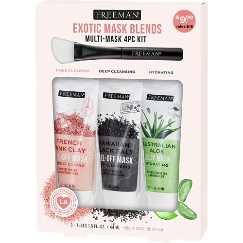Freeman Face Mask Exotic Blends Variety Pack, Pore Cleansing Clay and Charcoa...