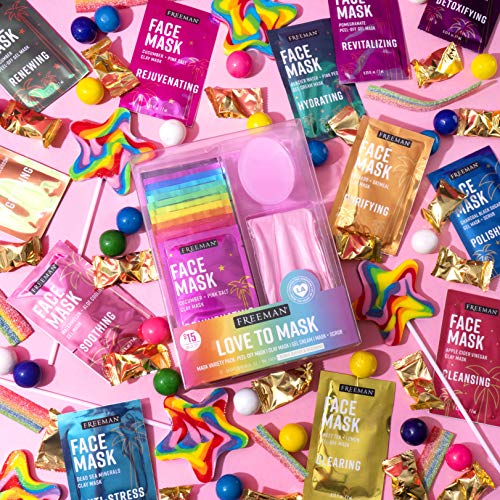 Freeman Facial Love To Mask Variety Pack: Oil Absorbing Clay, Detoxifying Cha...