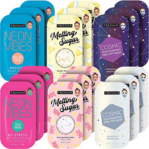 Freeman Facial Mask Variety Pack: Oil Absorbing Clay and Peel Off Pore Minimi...