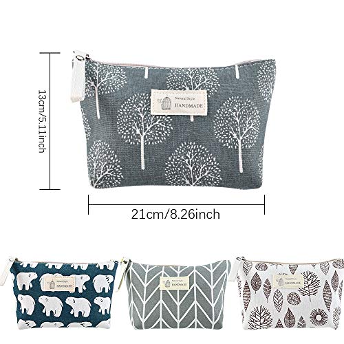 DKAF 2 Pcs Printed Canvas Cosmetic Bag, Multi-Function Travel Cosmetic Bag Co...