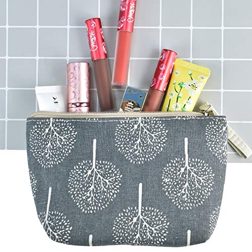 DKAF 2 Pcs Printed Canvas Cosmetic Bag, Multi-Function Travel Cosmetic Bag Co...