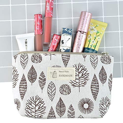 DKAF 2 Pcs Printed Canvas Cosmetic Bag, Multi-Function Travel Cosmetic Bag Co...