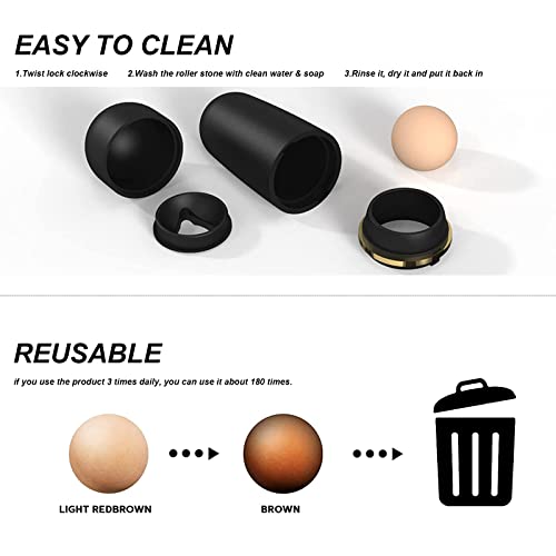 Freeorr 2 Pcs Oil-absorbing Volcanic Roller, Reusable Portable Oily Skin Cont...