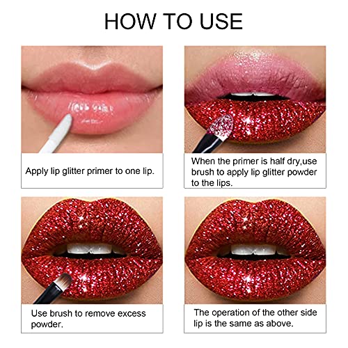 FREEORR 4 Colors Glitter Lip Kit, Diamond and Glitter Metallic Lipstick, Wate...