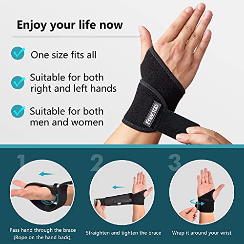 FREETOO 2 Pack Wrist Brace for Carpal Tunnel Relief for Night Support ,Compre...