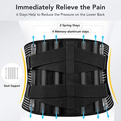Freetoo Back Braces for Lower Back Pain Relief with 6 Stays, Breathable Back ...