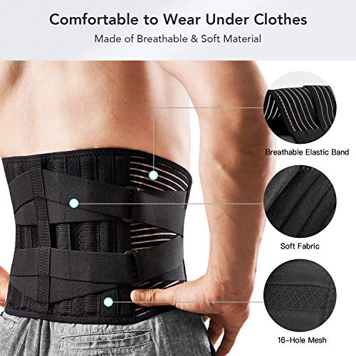 Freetoo Back Braces for Lower Back Pain Relief with 6 Stays, Breathable Back ...