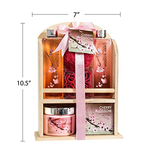 Home Spa Gift Basket - Deluxe Cherry Blossom Fragrance - Luxury Bath & Body S...