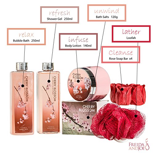 Home Spa Gift Basket - Deluxe Cherry Blossom Fragrance - Luxury Bath & Body S...