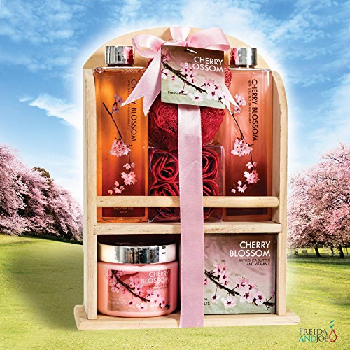 Home Spa Gift Basket - Deluxe Cherry Blossom Fragrance - Luxury Bath & Body S...