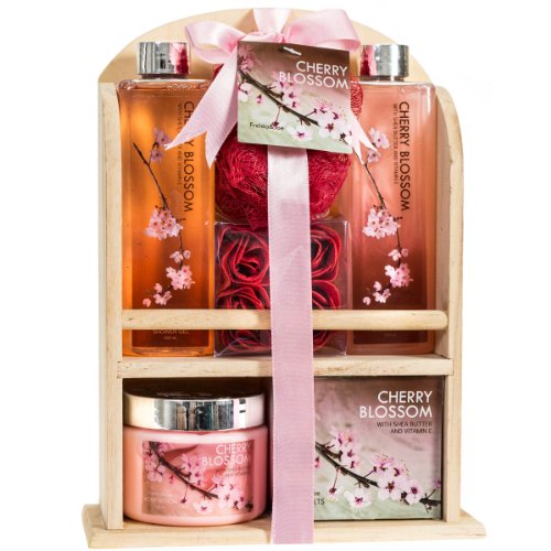 Home Spa Gift Basket - Deluxe Cherry Blossom Fragrance - Luxury Bath & Body S...