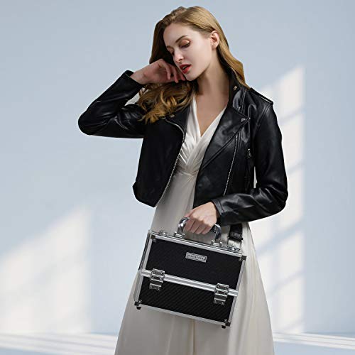 Frenessa Makeup Train Case 12 inch Large Portable Cosmetic Case - 6 Tier Tray...