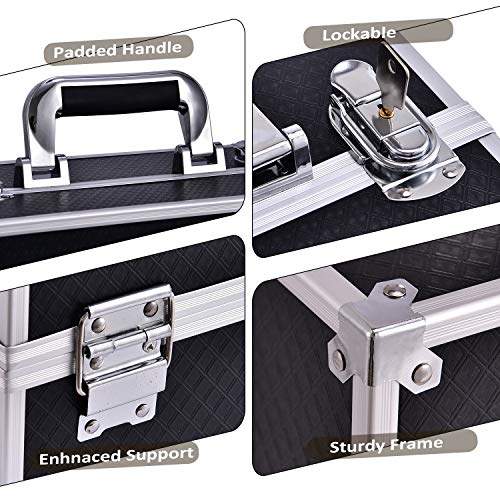 Frenessa Makeup Train Case 12 inch Large Portable Cosmetic Case - 6 Tier Tray...