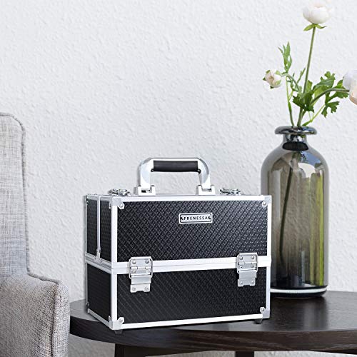 Frenessa Makeup Train Case 12 inch Large Portable Cosmetic Case - 6 Tier Tray...