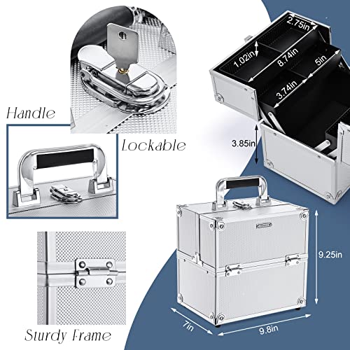 Frenessa Professional Makeup Train Case Portable Cosmetic Organizer Case 4 Tr...