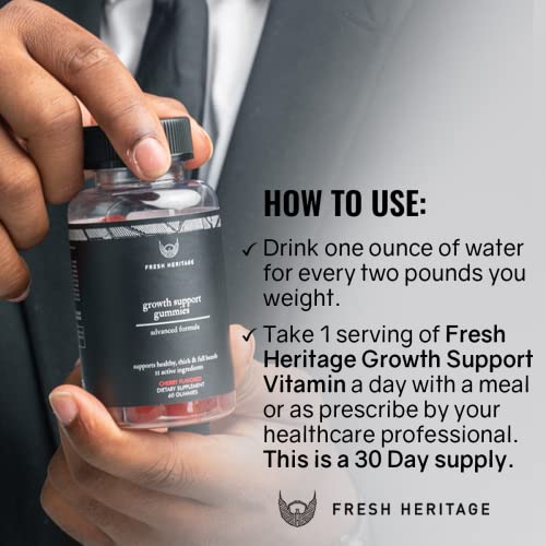 Fresh Heritage Beard Hair Regrowth for Men 60 Gummies - Premium Beard Hair Pi...