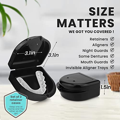 Retainer Case (2 Pack). Retainer Case with Vent Holes. Perfect Denture case, ...