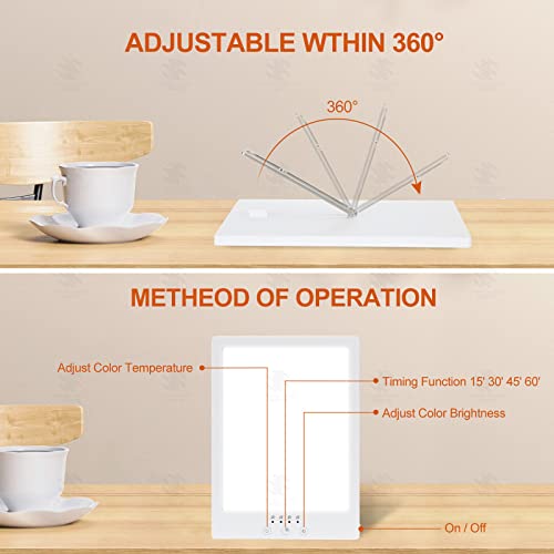 Light Therapy Lamp,10000 Lux Light Therapy,UV-Free Sun Lamp,Touch Control Tim...
