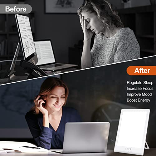 Light Therapy Lamp,10000 Lux Light Therapy,UV-Free Sun Lamp,Touch Control Tim...