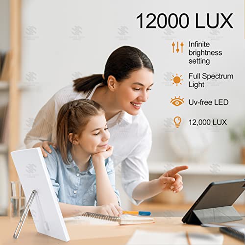 Light Therapy Lamp,10000 Lux Light Therapy,UV-Free Sun Lamp,Touch Control Tim...