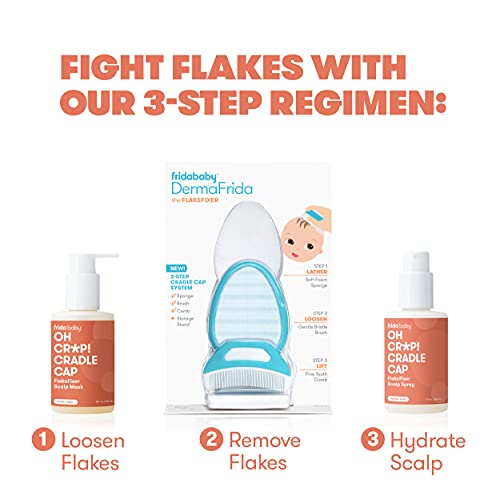 The 3-Step Cradle Cap System by Fridababy | DermaFrida The FlakeFixer | Spong...
