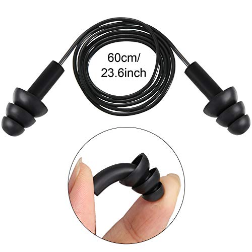 30 Pairs or 60 Pairs Corded Ear Plugs Silicone Waterproof Ear Plugs with Cord...