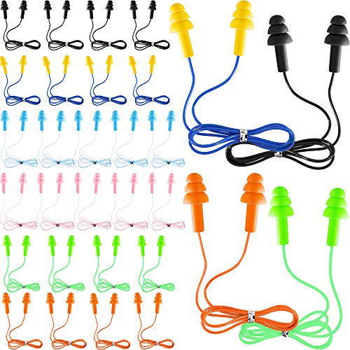 30 Pairs or 60 Pairs Corded Ear Plugs Silicone Waterproof Ear Plugs with Cord...