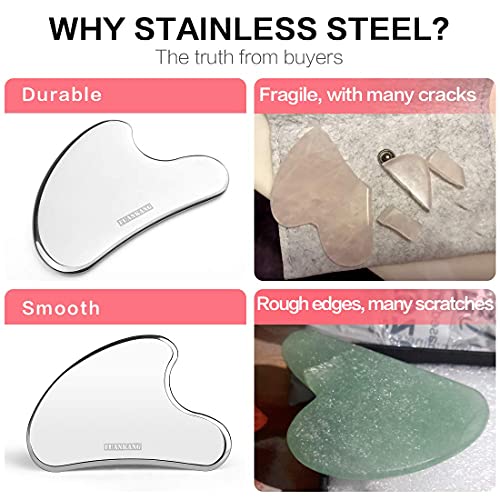 Gua Sha Facial Tools Stainless Steel Scraping Massage Tool for Face Stainless...