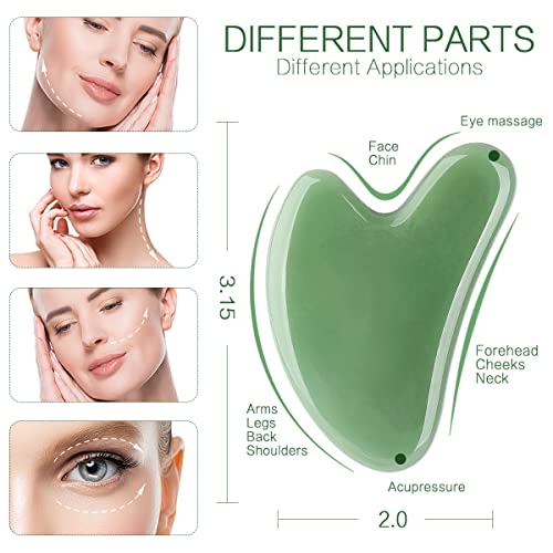 Gua Sha Facial Tools Stone Massage GuaSha Tool For Face - by FUANKANG (GREEN)