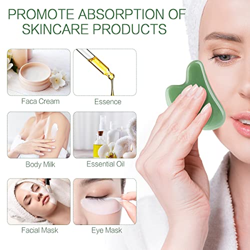 Gua Sha Facial Tools Stone Massage GuaSha Tool For Face - by FUANKANG (GREEN)