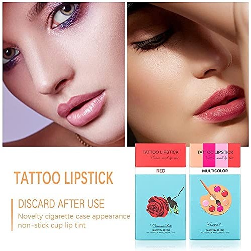 20 Pcs Tattoo Lipstick Cotton Swab, Long Lasting Waterproof Disposable Portab...