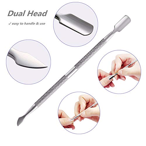 FULINJOY 2PCS Cuticle Pusher and Cutter, Stainless Steel Dual Head Cutter and...